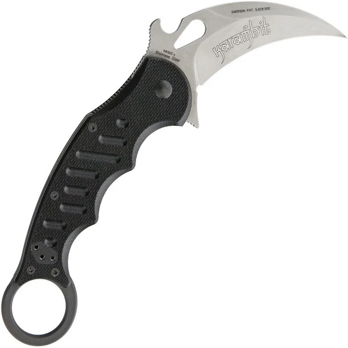 Fox 479 Stonewashed Black G10 Folding Karambit - Emerson Wave